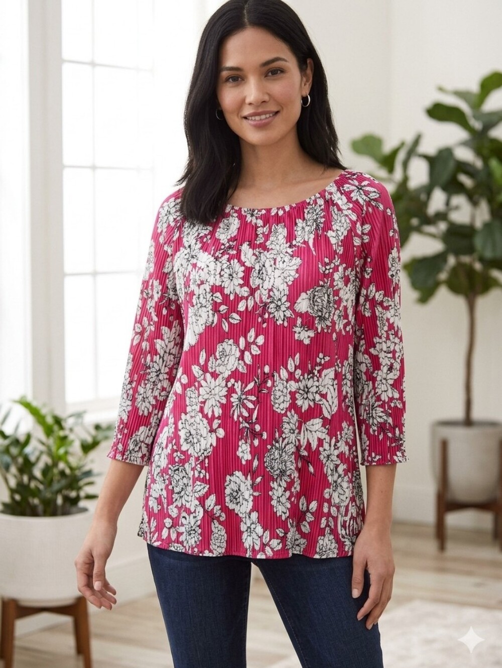 NWT Hanger 55 Blouse Sz L 3/4 Sleeve
